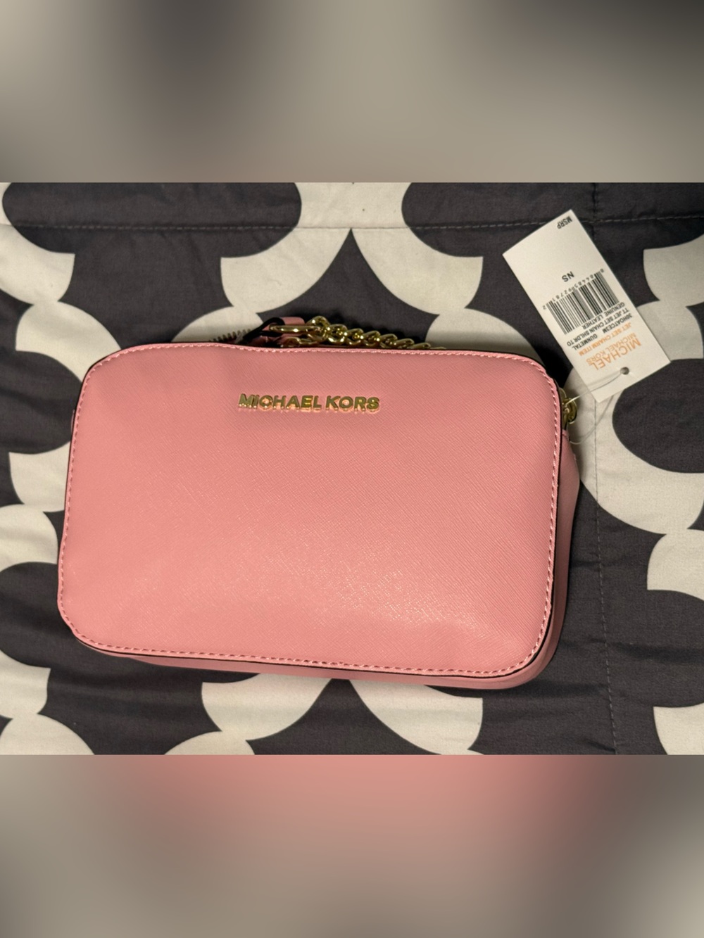 Michael Kors Pink Saffiano Crossbody Bag with Gold Accent